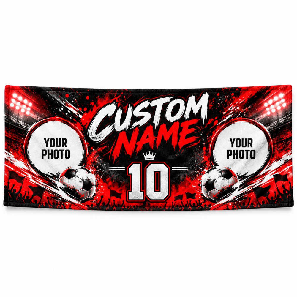 1枚入り、カスタムデザインのサッカーファン用タオル。写真や名 - Party Games Name のレビューと価格